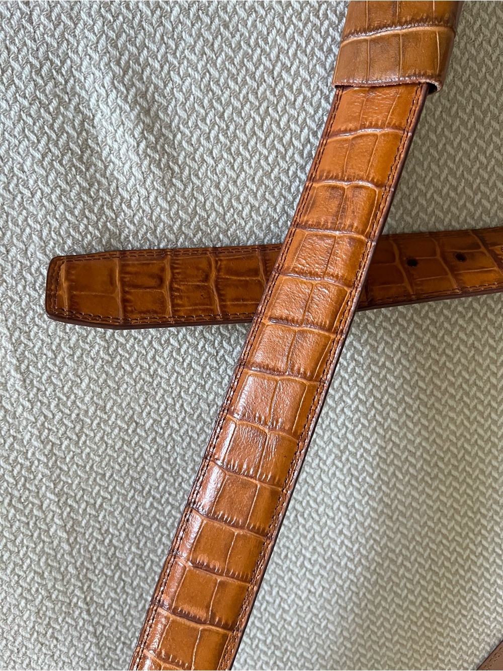 Men's Brown Leather Crocodile Golfer Belt Size 44 - Picture 3 of 5